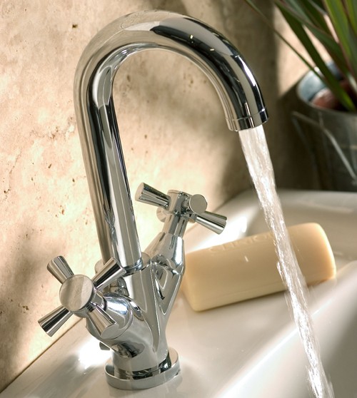 Example image of Deva Apostle Mono Basin Mixer Tap With Swivel Spout And Pop Up Waste.