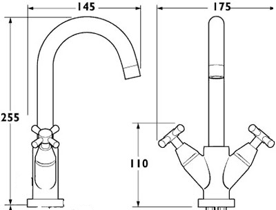 Technical image of Deva Apostle Mono Basin Mixer Tap With Swivel Spout.