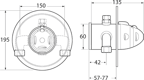 Technical image of Deva Azure TMV2 Thermostatic Concealed Shower Valve (Chrome).