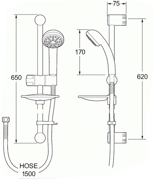 Technical image of Deva Azure Concealed Thermostatic Shower Valve With Single Mode Kit.