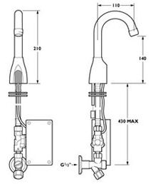 Technical image of Deva Electronic Billiotap Electronic Sensor Tap (Battery powered)