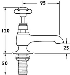 Technical image of Deva Coronation Bath Tap Pack 1 (Gold).