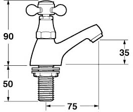 Technical image of Deva Tudor Bathroom Tap Pack 2 (Chrome).