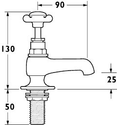 Technical image of Deva Coronation Bath Tap Pack 3 (Gold).