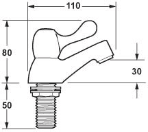 Technical image of Deva Lever Action Lever Basin Taps (Pair).