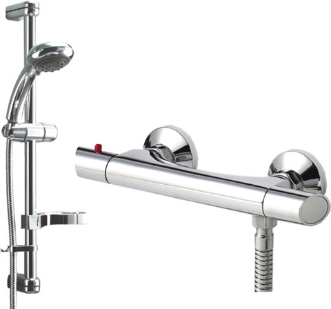 Larger image of Deva Combi Modern Thermostatic Shower Kit (Chrome).