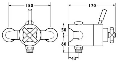 Technical image of Deva Envy Modern Thermostatic Exposed Shower Kit (Chrome).