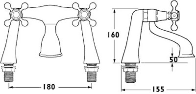 Technical image of Deva Consort Bath Filler Tap (Chrome).