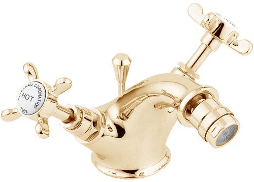 Larger image of Deva Coronation Mono Bidet Mixer Tap With Pop Up Waste (Gold).