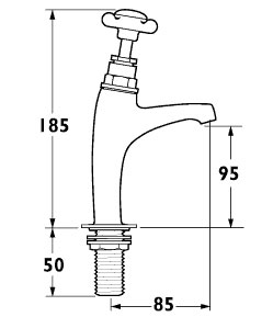 Technical image of Deva Coronation Coronation BS5412 High Neck Sink Taps (Pair)