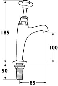 Technical image of Deva Coronation BS1010 High Neck Sink Taps (Pair, Gold)