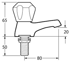 Technical image of Deva Profile Basin Taps (Gold, Pair).