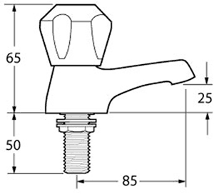 Technical image of Deva Profile Bath Taps (Gold, Pair).
