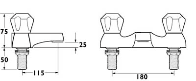 Technical image of Deva Profile Bath Filler Tap (Gold).