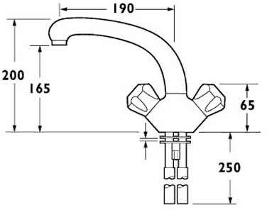 Technical image of Deva Profile Dual Flow Kitchen Tap With Swivel Spout (Mocca Brown)