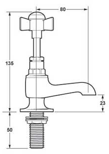 Technical image of Deva Durham Basin Taps (Pair, Chrome).