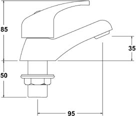 Technical image of Deva Eider Bath Taps (Pair, Chrome).