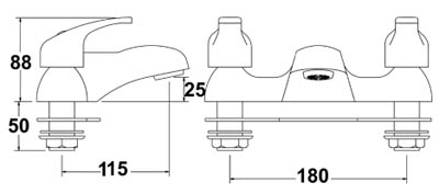 Technical image of Deva Eider Bath Filler Tap (Chrome).