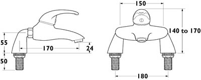 Technical image of Deva Elan Bath Filler Tap.