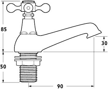 Technical image of Deva Empire Basin Taps (Pair, Chrome).