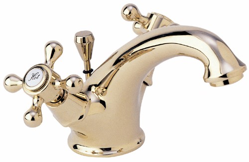 Larger image of Deva Empire Mono Basin Mixer Tap With Pop Up Waste (Gold).
