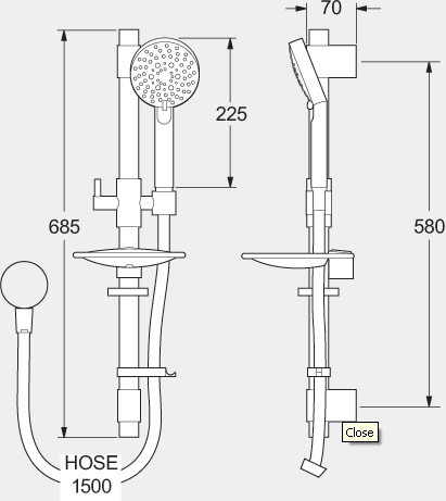 Technical image of Deva Envy Concealed Thermostatic Shower Valve With Multi Mode Kit.