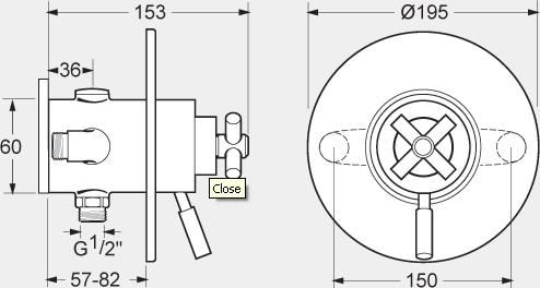 Technical image of Deva Envy Concealed Thermostatic Shower Valve With Multi Mode Kit.