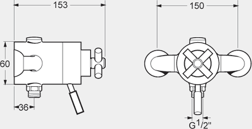 Technical image of Deva Envy Exposed Thermostatic Shower Valve With Multi Mode Kit.