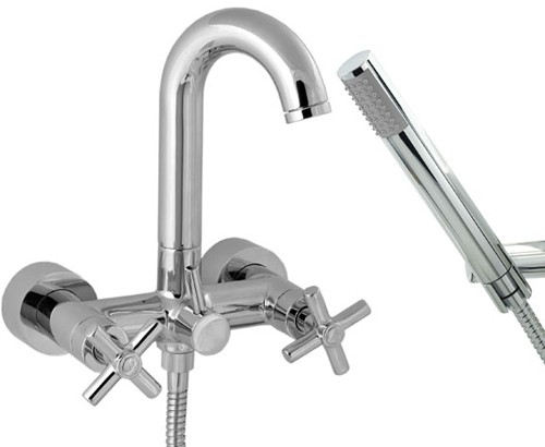 Larger image of Deva Expression Wall Mounted Bath Shower Mixer Tap With Shower Kit.