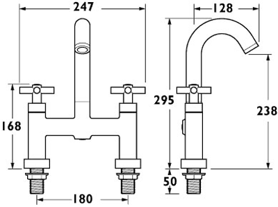 Technical image of Deva Expression Deck Mounted Bath Filler Tap.