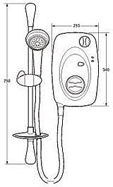 Technical image of Deva Electric Showers Revive 8.5kW In White And Chrome.