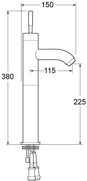 Technical image of Deva Evolution Single Lever High Rise Mixer Tap.