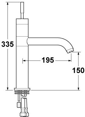 Technical image of Deva Evolution Single Lever High Rise Sink Mixer Tap With Swivel Spout.