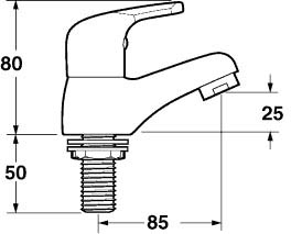 Technical image of Deva Excel Basin Taps (Pair, Gold).