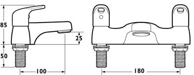 Technical image of Deva Excel Bath Filler Tap (Gold).