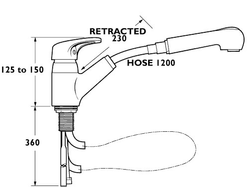 Technical image of Deva Excel Excel Single Lever Sink Mixer with Pull Out Rinser (Chrome)