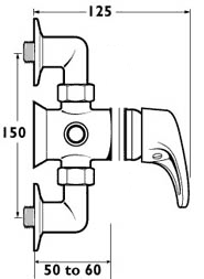 Technical image of Deva Excel Manual Exposed Shower Valve (Gold).