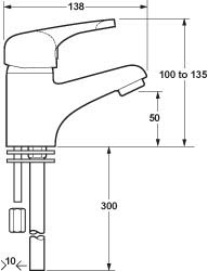 Technical image of Deva Excel Mini Mono Basin Mixer Tap (Chrome).