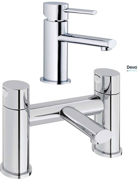 Larger image of Deva Funky Basin & Bath Filler Tap Set (Chrome).