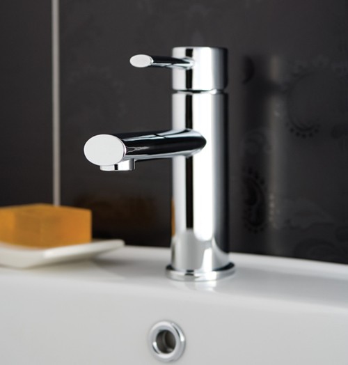 Example image of Deva Funky Mono Basin Mixer Tap With Press Top Waste (Chrome).