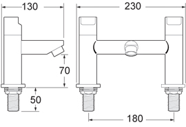 Technical image of Deva Ikon Bath Filler Tap.