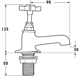 Technical image of Deva Imperial Basin Taps (Pair, Gold).