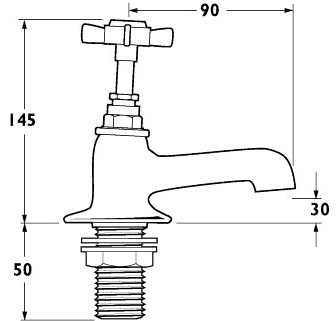 Technical image of Deva Imperial Bath Taps (Pair, Gold).