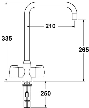 Technical image of Deva Contemporary Ingot Mono Sink Mixer Tap With Swivel Spout (Chrome).