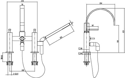 Technical image of Deva Jala Bath Shower Mixer Tap With Shower Kit And Bracket (Chrome).