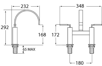 Technical image of Deva Jala Bath Filler Tap With Swivel Spout (Chrome).