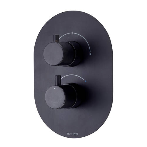 Larger image of Methven Kaha Concealed Thermostatic Mixer Shower Valve (Black, 2 Outlets).