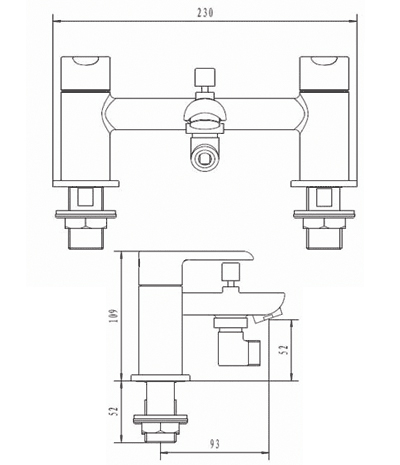 Technical image of Methven Kea Bath Shower Mixer Tap With Kit (Chrome).
