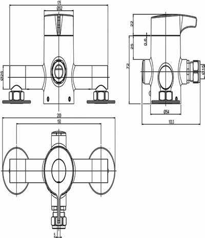 Technical image of Methven Kiri Sequential Thermostatic Exposed Shower Valve With Kit.