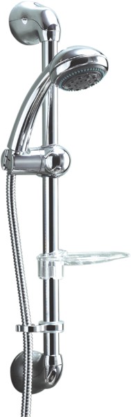 Larger image of Deva Shower Kits Riser Rail Kit With Multi Function Handset & Hose (Chrome).